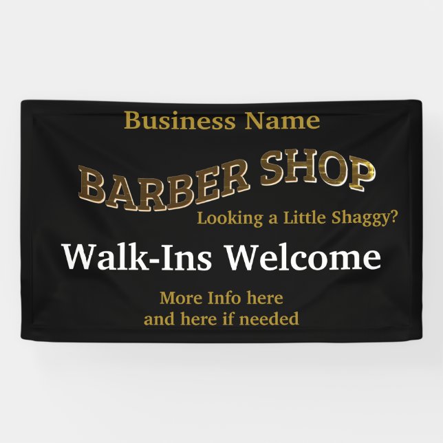 Barber Shop Black Gold Neu öffnen Amerika Banner (Horizontal)