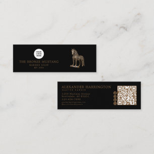 Barber Shop Bronze Mustang Qr Code Soziale Symbole Mini Visitenkarte