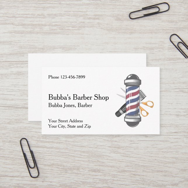 Barber Shop Business Card Visitenkarte (Vorderseite/Rückseite Beispiel)