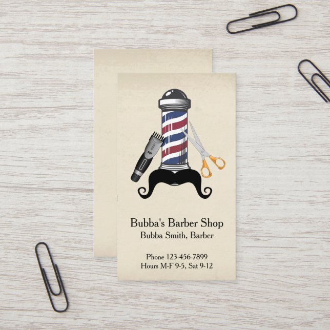 Barber Shop Business Card Visitenkarte (Vorderseite/Rückseite Beispiel)