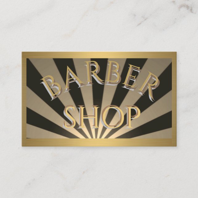 Barber Shop Card für Black and Gold Sun Rays Visitenkarte (Vorderseite)