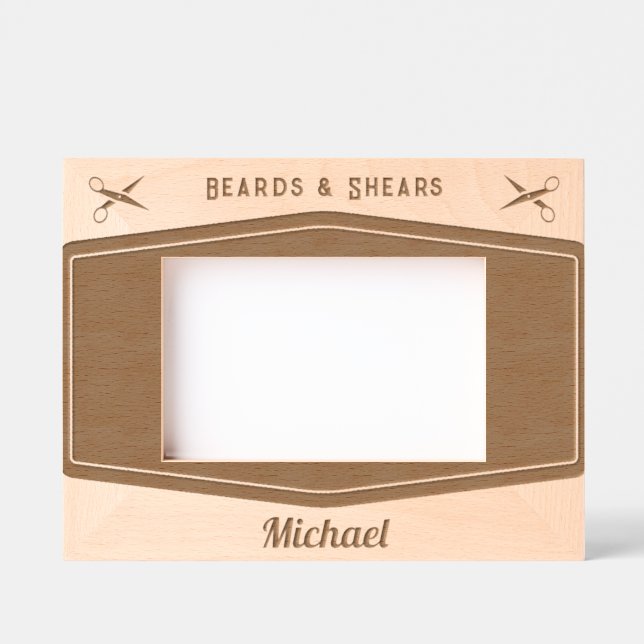 Barber Shop Frisur Stylist Beruflich Barbershop Geätzte Rahmen (Vorderseite)
