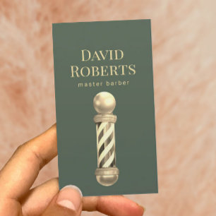 Barber Shop Gold Barber Pole Barbershop Hair Green Visitenkarte