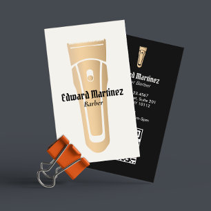 Barber Shop Gold Hair Clipper Barbershop Visitenkarte