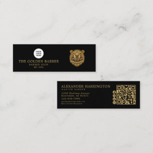 Barber Shop Golden Beaver Qr Code Soziale Symbole Mini Visitenkarte