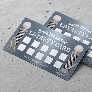 Barber Shop Haar Stylist Dusty Blue Metal Treuekarte