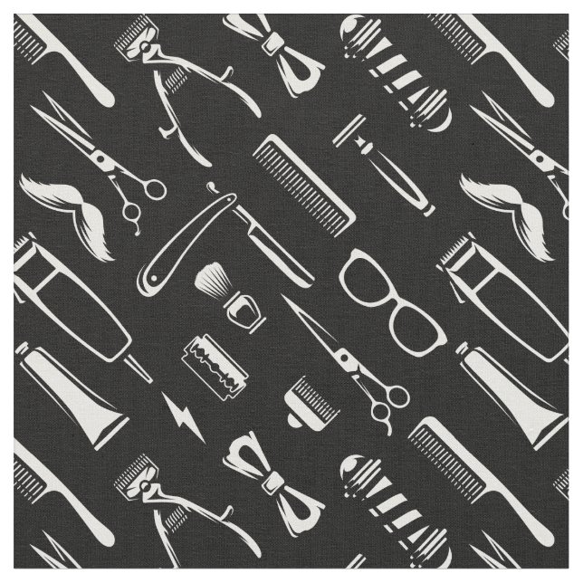 Barber Shop Hair Stylist Muster Stoff (Nahaufnahme)