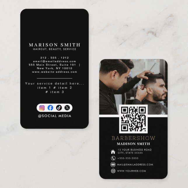 Barber Shop Hair Stylist Professional Barbershop Visitenkarte (Vorne/Hinten)