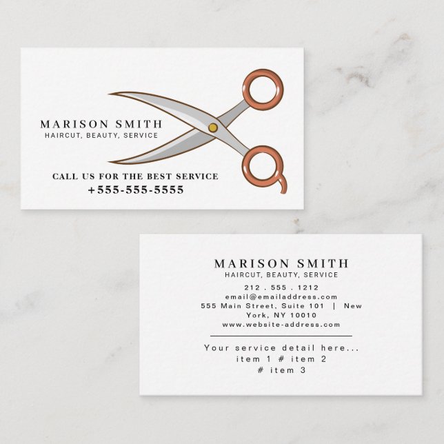 Barber Shop Hair Stylist Professional Barbershop Visitenkarte (Vorne/Hinten)