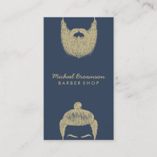 Barber Shop hipster Bart Schnurrbart navy gold Visitenkarte
