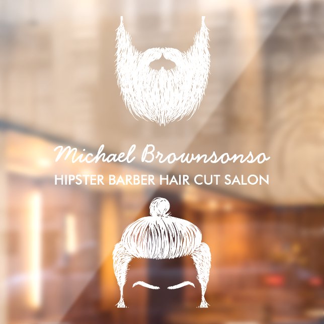 Barber Shop Hipster Bartmuskeln weiß Fensteraufkleber (Blatt 2)