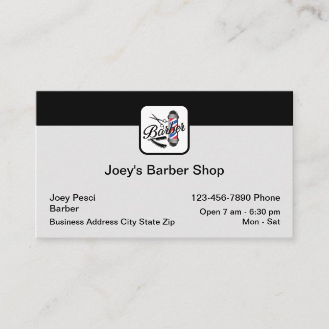 Barber Shop Light Business Cards Visitenkarte (Vorderseite)