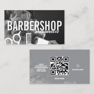 Barber Shop Logo Schild Grauer Rauch Professionell Visitenkarte