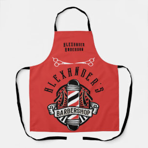 Barber Shop Red und Black Personalize Schürze