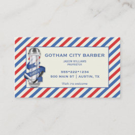 Barber Shop Red White Blue Streifen Pole Terminkarte