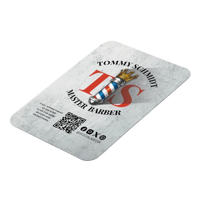 Barber Shop Royal Crown Barber Pole Friseur Salon  Magnet (Linke Seite)