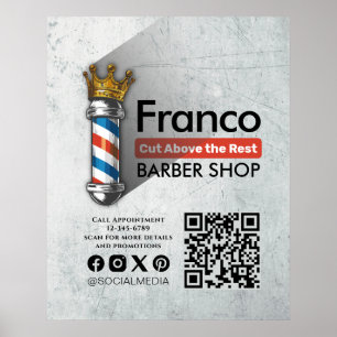 Barber Shop Royal Crown Barber Pole Friseur Salon  Poster