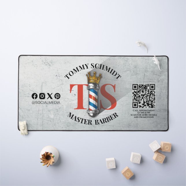 Barber Shop Royal Crown Barber Pole Friseur Salon  Schreibtischunterlage (Kindertisch)