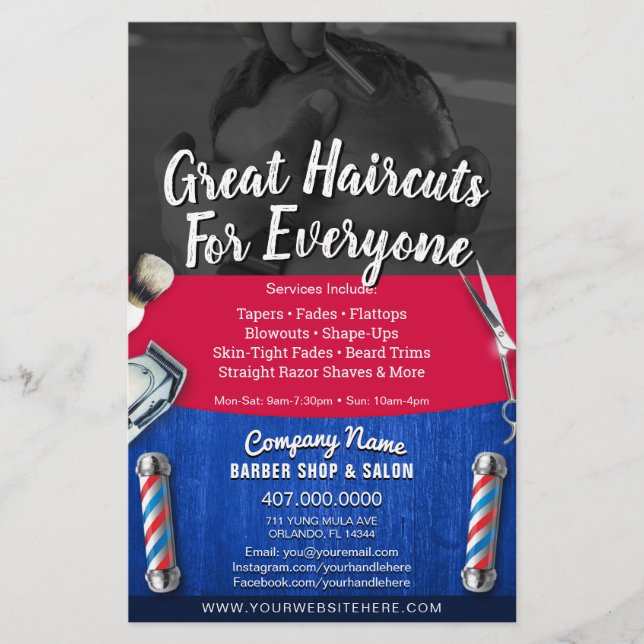 Barber Shop & Salon Individualisierbare Couponvorl Flyer (Vorne)