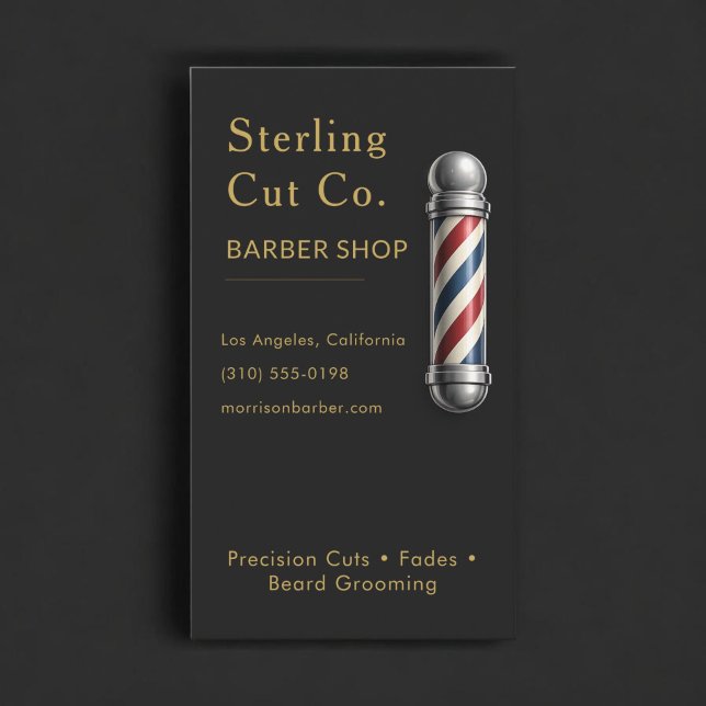Barber Shop Schwarz Professionell Visitenkarte (Von Creator hochgeladen)