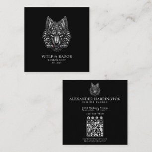 Barber Shop Silver Wolf Professional QR-Code Quadratische Visitenkarte