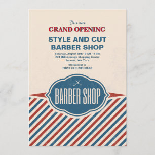 Barber Shop Streifen Grand Opening Ankündigung