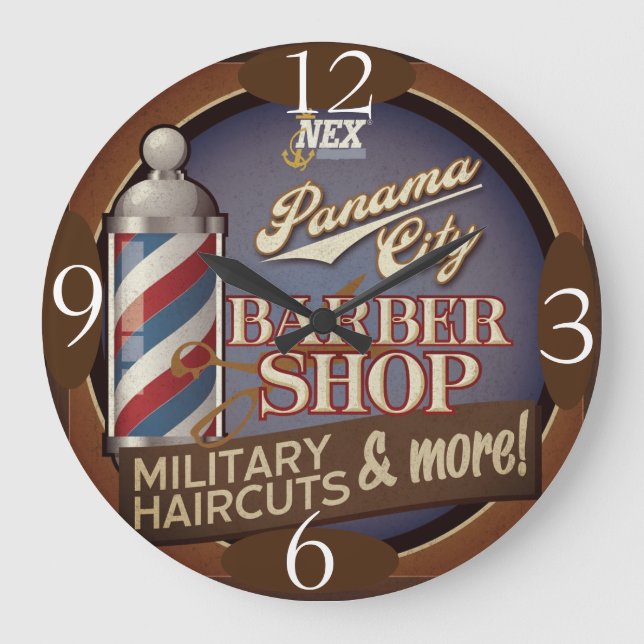 Barber Shop Time auf Große Wanduhr (Vorderseite)