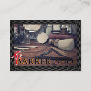 Barber Shop Vintage Schwarz, Weiß, Schachbrettmust Visitenkarte