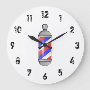 Barber Sign Large Clock Große Wanduhr