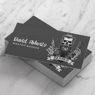 Barber Skull Barbershop Stylish Hair Stylist Visitenkarte