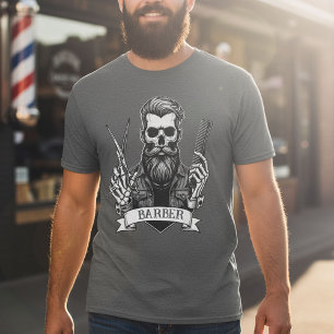 Barber Skull Beruflich Hair Stylist Dark T-Shirt