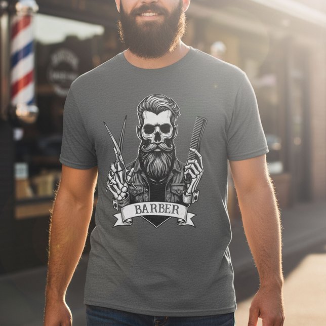 Barber Skull Beruflich Hair Stylist Dark T-Shirt (Von Creator hochgeladen)