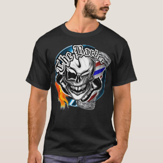 Barber Skull mit flammendem Razor T-Shirt