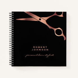 Barber Stylist Luxury Black Copper Schere Notizbuch