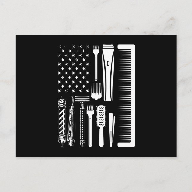 Barber Tools American Flag Postkarte (Vorderseite)