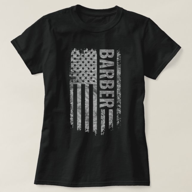 Barber USA Flag Distressed design T-Shirt (Design vorne)