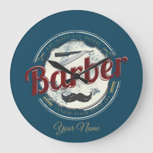 Barber Vintage for Hair Stylist and Hairdresser Große Wanduhr