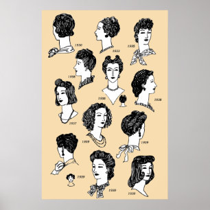 Barber Vintage-Frisur 1940er Jahre Retro-Mädchen Poster