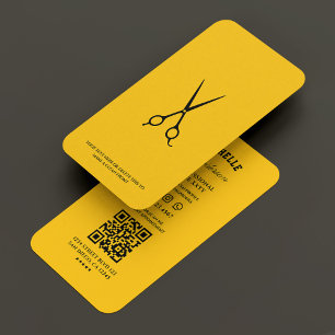 Barber Yellow Black Barbershop Scheren Minimal Visitenkarte