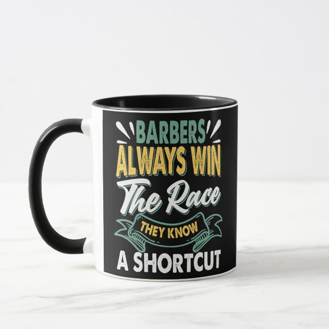 Barbers gewinnt immer die Race Funny Vater Jokes Tasse (Links)