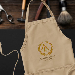 Barbers name and logo barber shop elegant vintage schürze