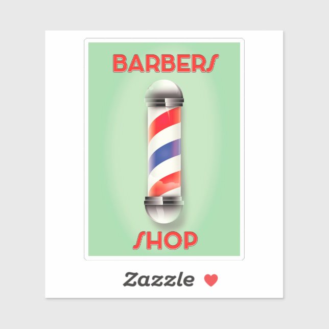 Barbers Shop Vintages Pole-Zeichen Aufkleber (Blatt)