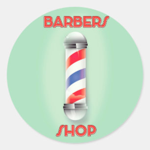 Barbers Shop Vintages Pole-Zeichen Runder Aufkleber