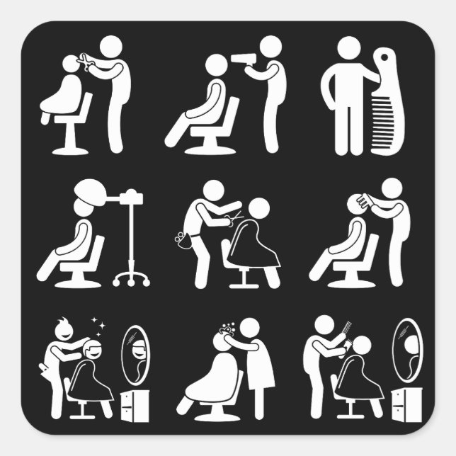 Barbershop Barber & Haarstylist Saloon Routine Quadratischer Aufkleber (Vorderseite)