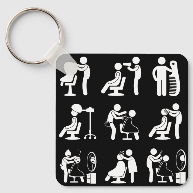 Barbershop Barber & Haarstylist Saloon Routine Schlüsselanhänger (Vorderseite)