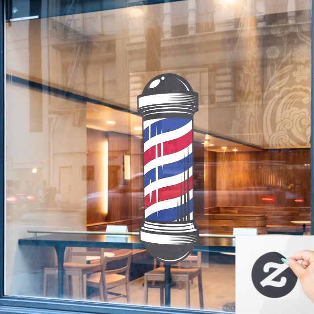 Barbershop Barber Pole Customer Awareness Fensteraufkleber (Café-Fenster)