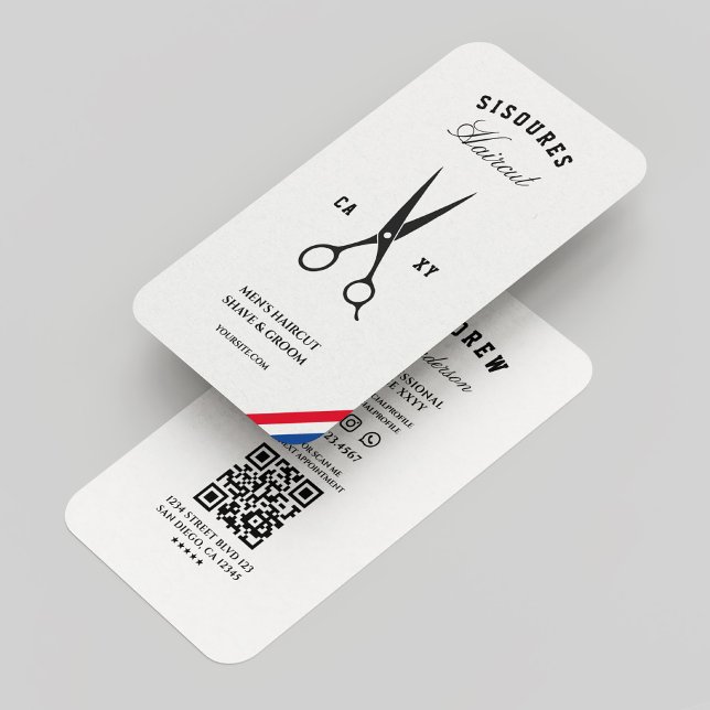 Barbershop Barber Schwarz-weiß Modern Visitenkarte (Barbershop Barber Black White Modern Business Card
)