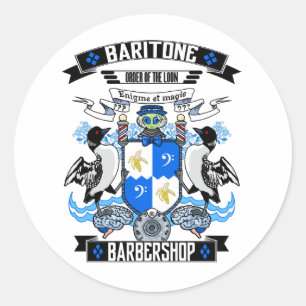 Barbershop Baritone-Wappen Runder Aufkleber