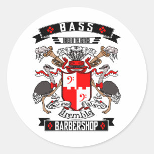 Barbershop Bass Coat of Waffen Runder Aufkleber
