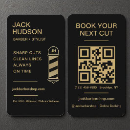 Barbershop Black Gold Barber Haaircut QR Code Visitenkarte